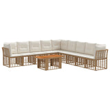 vidaXL Tuinbank Set 10 st Zwart en Donkergrijs poly rattan