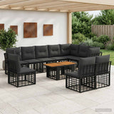vidaXL Tuinbank Set 11 st Zwart en Donkergrijs poly rattan