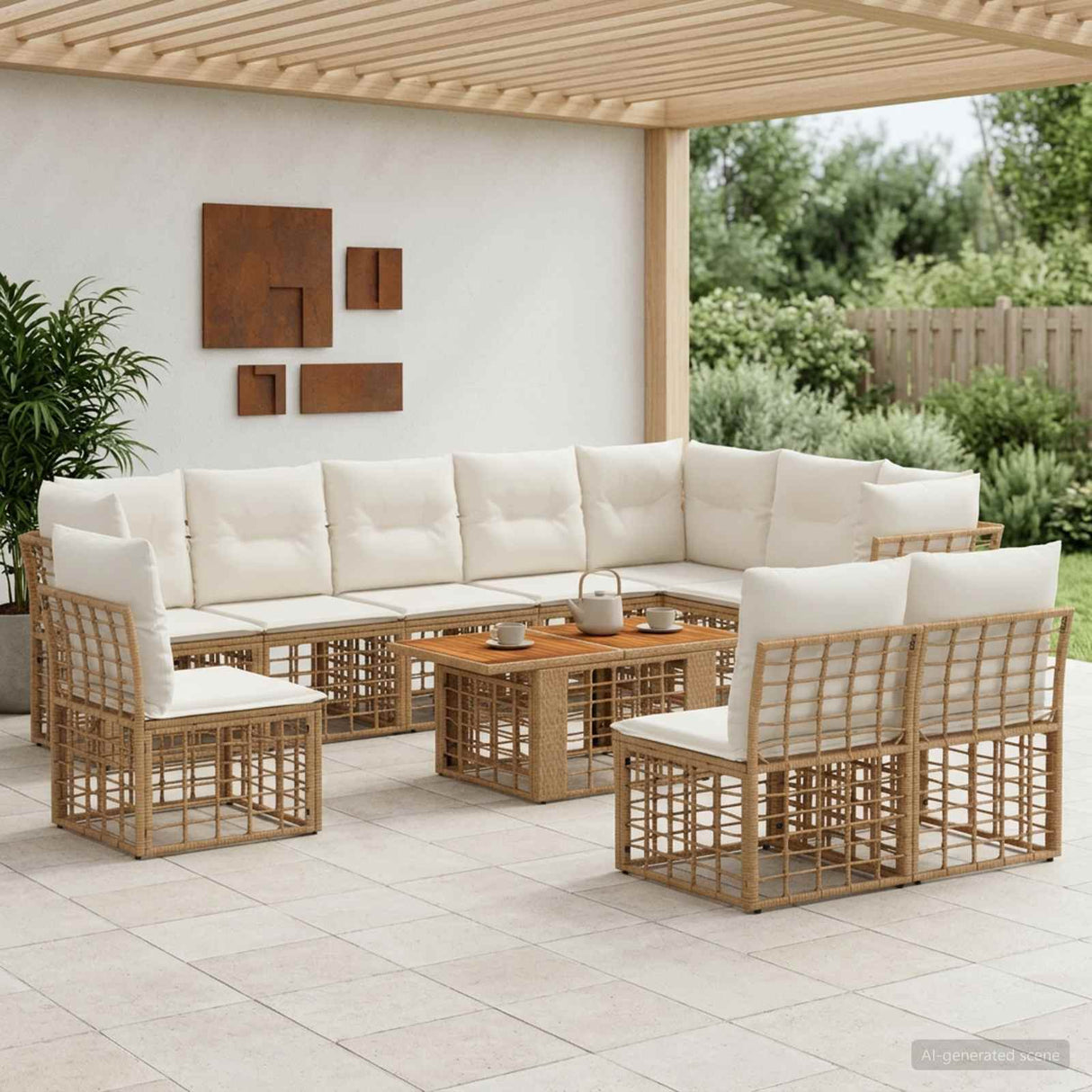 vidaXL Tuinbank Set 11 st Zwart en Donkergrijs poly rattan