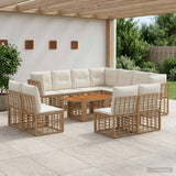 vidaXL Tuinbank Set 12 st Zwart en Donkergrijs poly rattan