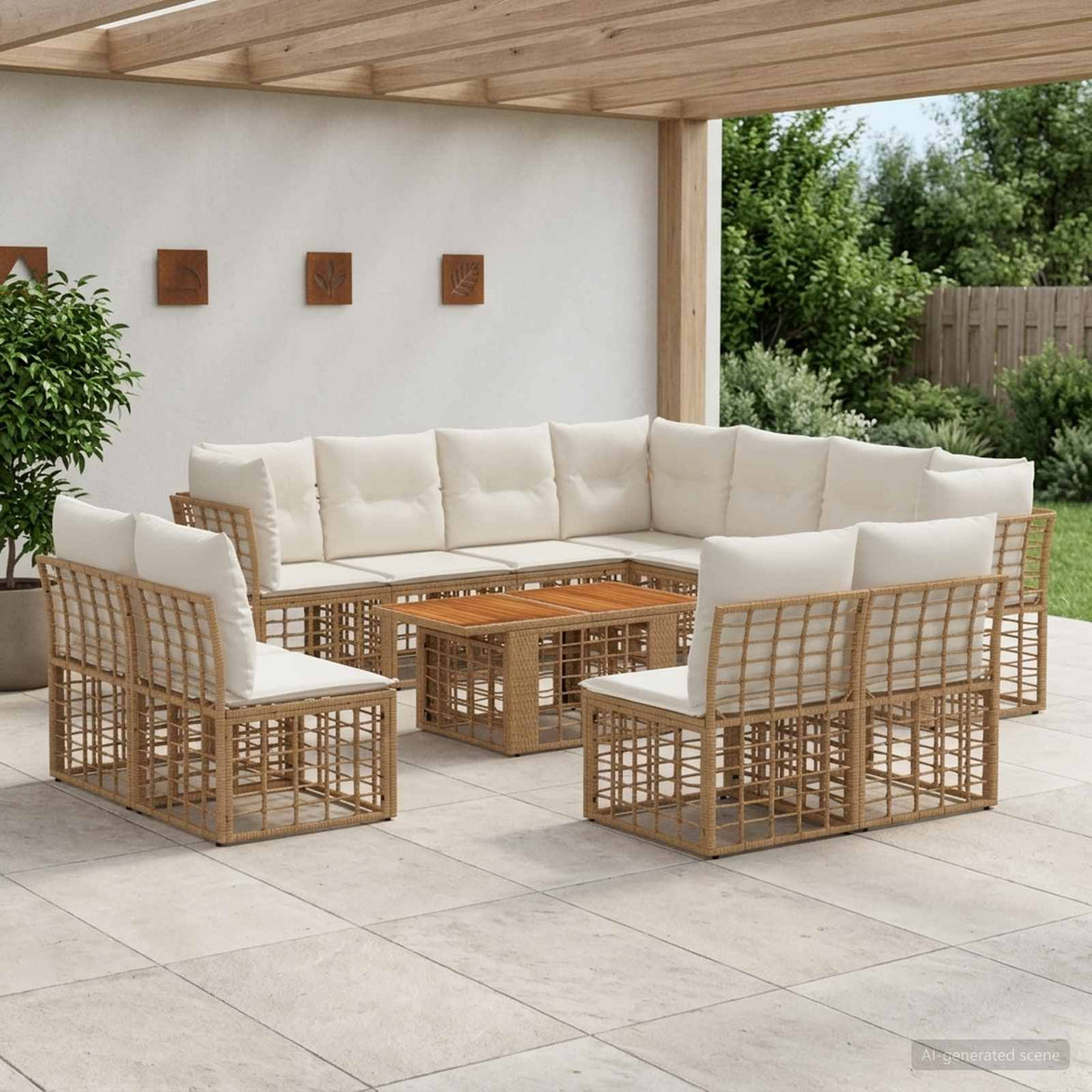 vidaXL Tuinbank Set 12 st Zwart en Donkergrijs poly rattan