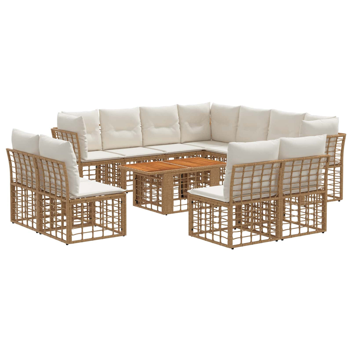 vidaXL Tuinbank Set 12 st Zwart en Donkergrijs poly rattan