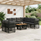 vidaXL Tuinbank Set 10 st Zwart en Donkergrijs poly rattan