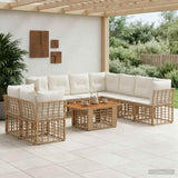 vidaXL Tuinbank Set 10 st Zwart en Donkergrijs poly rattan