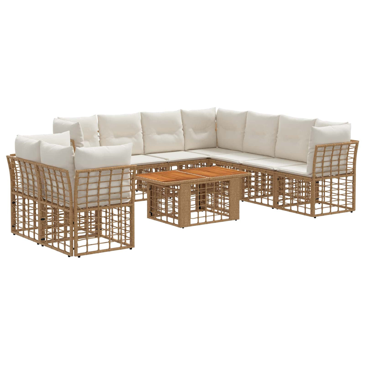 vidaXL Tuinbank Set 10 st Zwart en Donkergrijs poly rattan