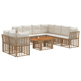 vidaXL Tuinbank Set 10 st Zwart en Donkergrijs poly rattan