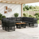 vidaXL Tuinbank Set 11 st Zwart en Donkergrijs poly rattan