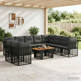 vidaXL Tuinbank Set 11 st Zwart en Donkergrijs poly rattan