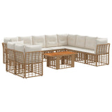 vidaXL Tuinbank Set 11 st Zwart en Donkergrijs poly rattan