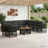 vidaXL Tuinbank Set 12 st Zwart en Donkergrijs poly rattan