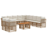vidaXL Tuinbank Set 12 st Zwart en Donkergrijs poly rattan