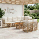 vidaXL Tuinbank Set 9 st Zwart en Donkergrijs poly rattan