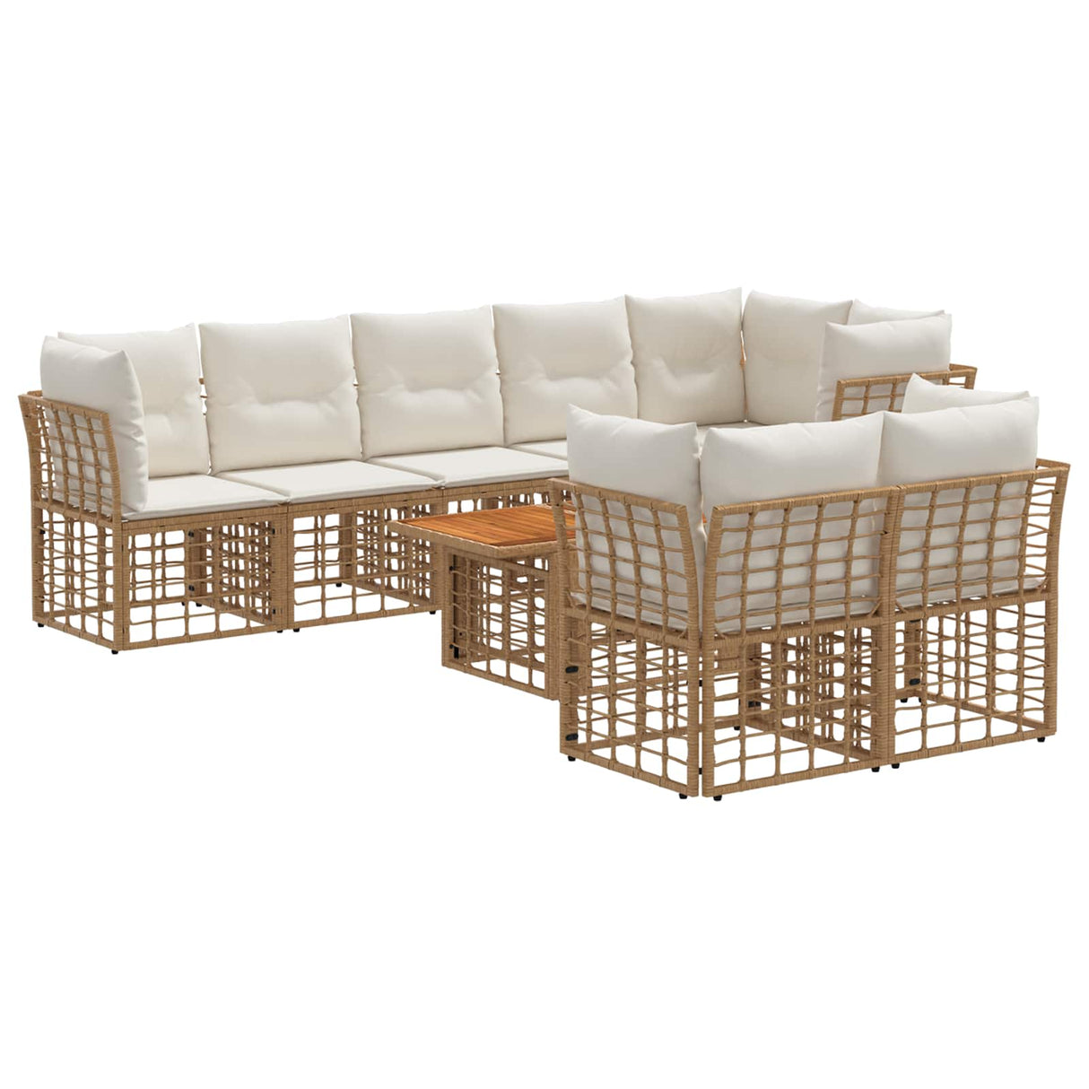 vidaXL Tuinbank Set 9 st Zwart en Donkergrijs poly rattan
