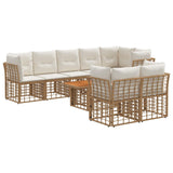 vidaXL Tuinbank Set 9 st Zwart en Donkergrijs poly rattan