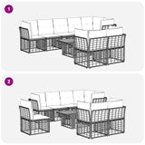 vidaXL Tuinbank Set 9 st Zwart en Donkergrijs poly rattan