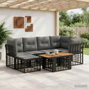 vidaXL Tuinbank Set 7 st Zwart en Donkergrijs poly rattan