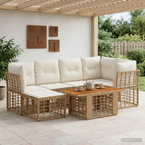 vidaXL Tuinbank Set 7 st Zwart en Donkergrijs poly rattan