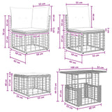 vidaXL Tuinbank Set 7 st Zwart en Donkergrijs poly rattan