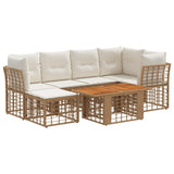 vidaXL Tuinbank Set 7 st Zwart en Donkergrijs poly rattan
