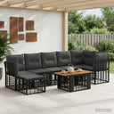 vidaXL Tuinbank Set 8 st Zwart en Donkergrijs poly rattan
