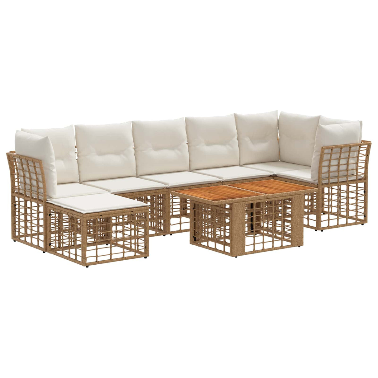 vidaXL Tuinbank Set 8 st Zwart en Donkergrijs poly rattan