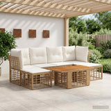 vidaXL Tuinbank Set 7 st Zwart en Donkergrijs poly rattan