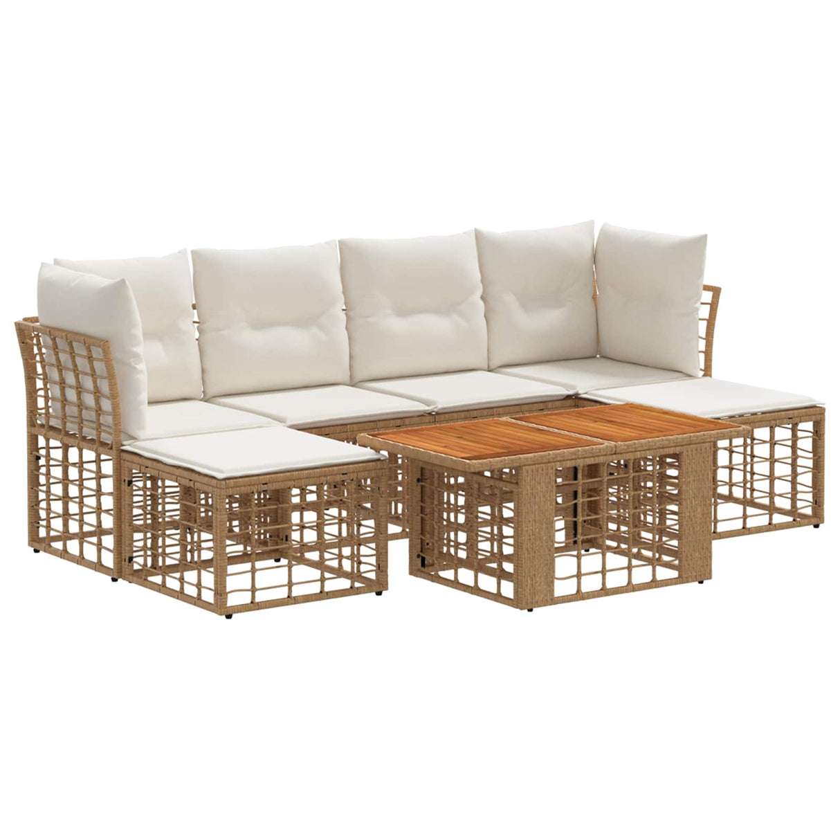 vidaXL Tuinbank Set 7 st Zwart en Donkergrijs poly rattan
