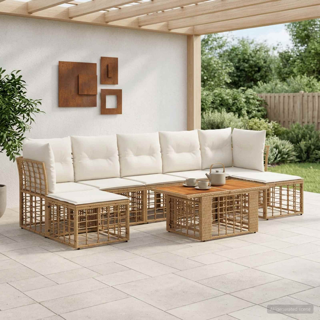vidaXL Tuinbank Set 8 st Zwart en Donkergrijs poly rattan
