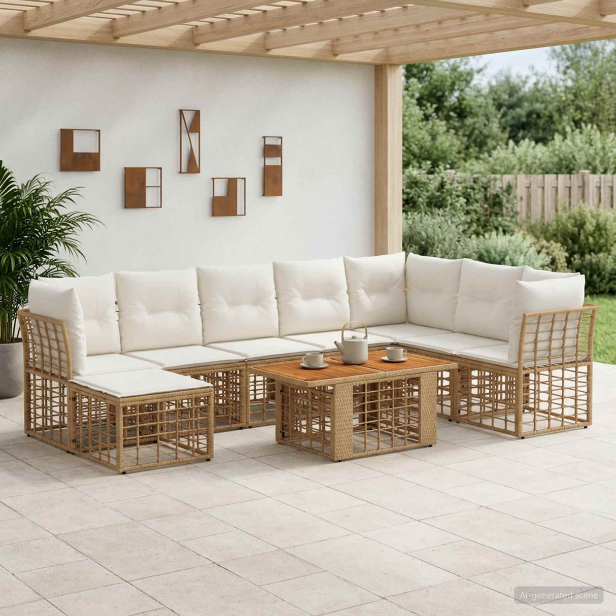 vidaXL Tuinbank Set 9 st Zwart en Donkergrijs poly rattan