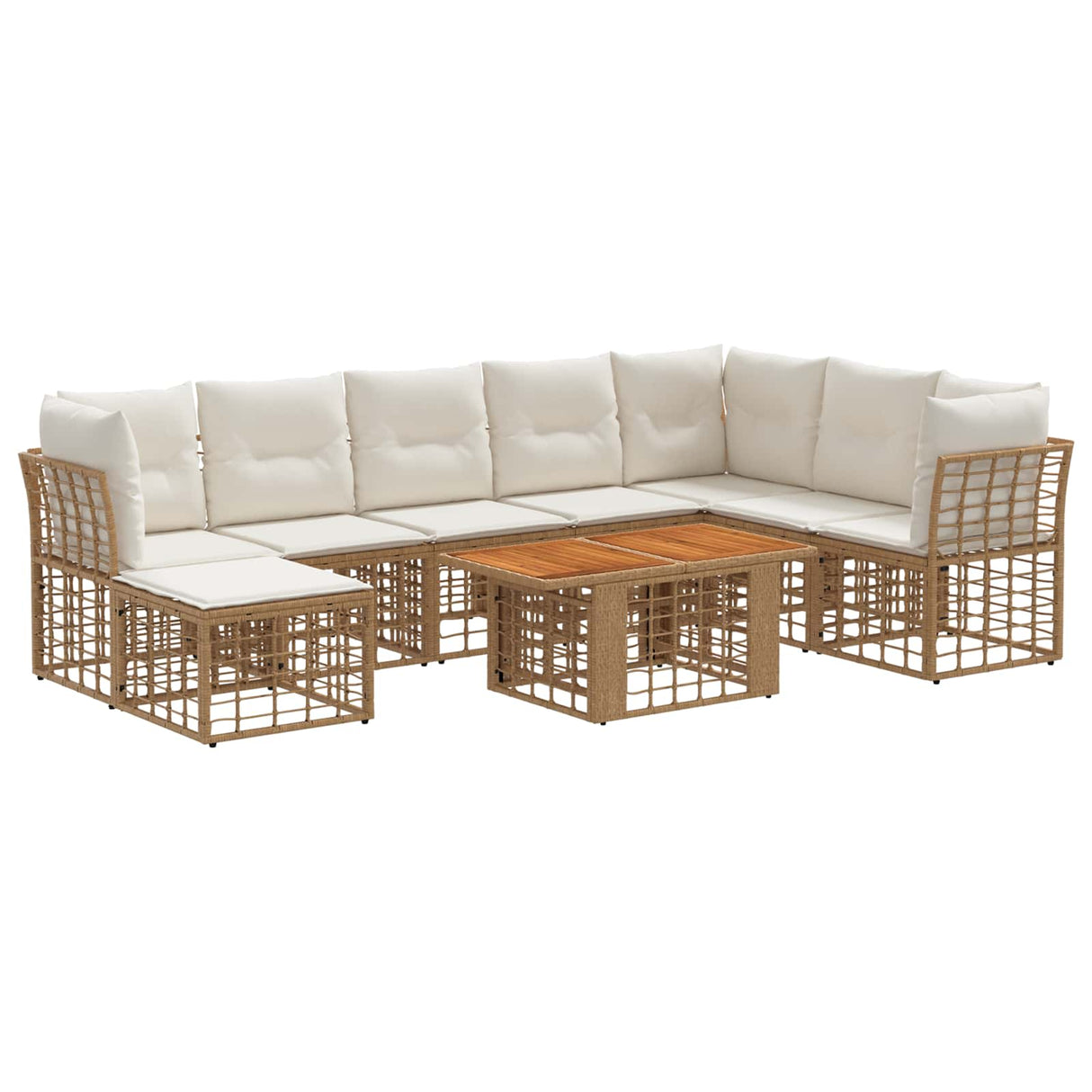 vidaXL Tuinbank Set 9 st Zwart en Donkergrijs poly rattan