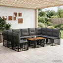 vidaXL Tuinbank Set 10 st Zwart en Donkergrijs poly rattan