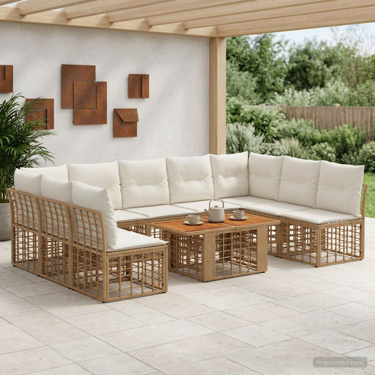 vidaXL Tuinbank Set 10 st Zwart en Donkergrijs poly rattan
