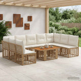 vidaXL Tuinbank Set 10 st Zwart en Donkergrijs poly rattan