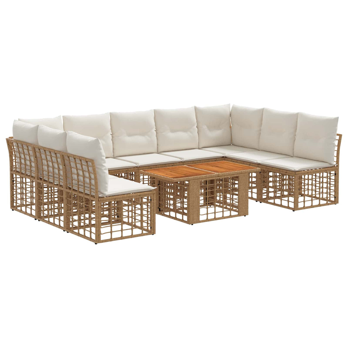 vidaXL Tuinbank Set 10 st Zwart en Donkergrijs poly rattan
