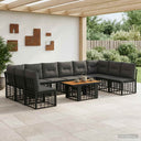 vidaXL Tuinbank Set 11 st Zwart en Donkergrijs poly rattan