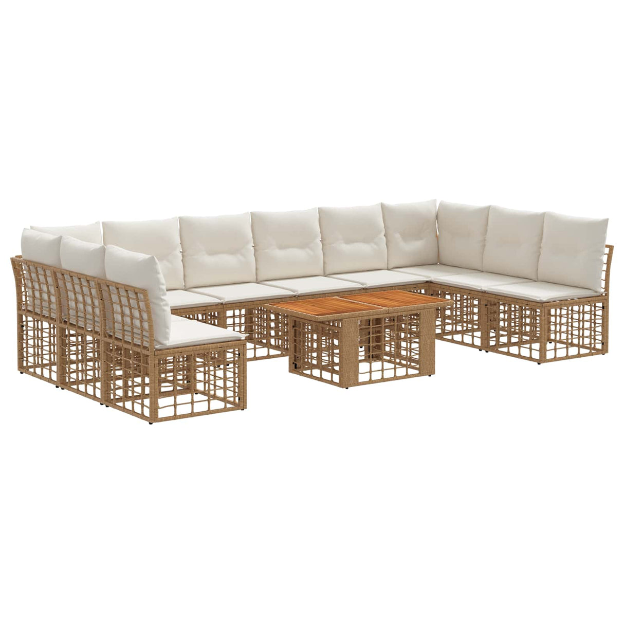 vidaXL Tuinbank Set 11 st Zwart en Donkergrijs poly rattan