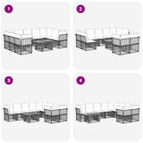vidaXL Garden Bench Set 10 pcs Black and Dark Grey poly rattan