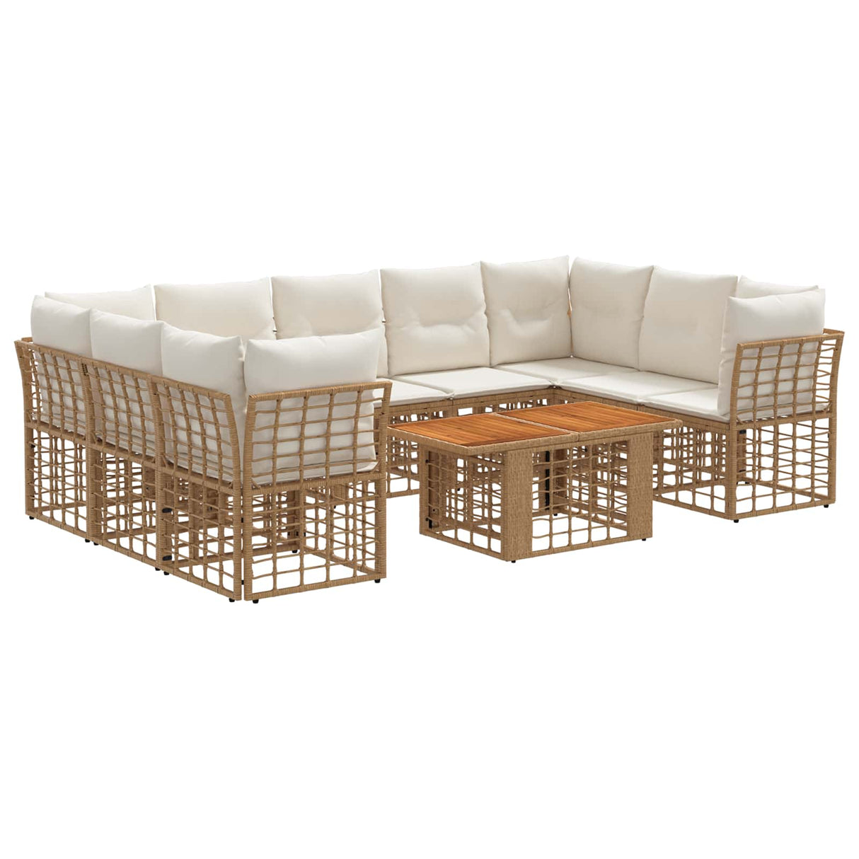 vidaXL Garden Bench Set 10 pcs Black and Dark Grey poly rattan