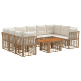 vidaXL Garden Bench Set 10 pcs Black and Dark Grey poly rattan