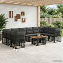 vidaXL Tuinbank Set 11 st Zwart en Donkergrijs poly rattan