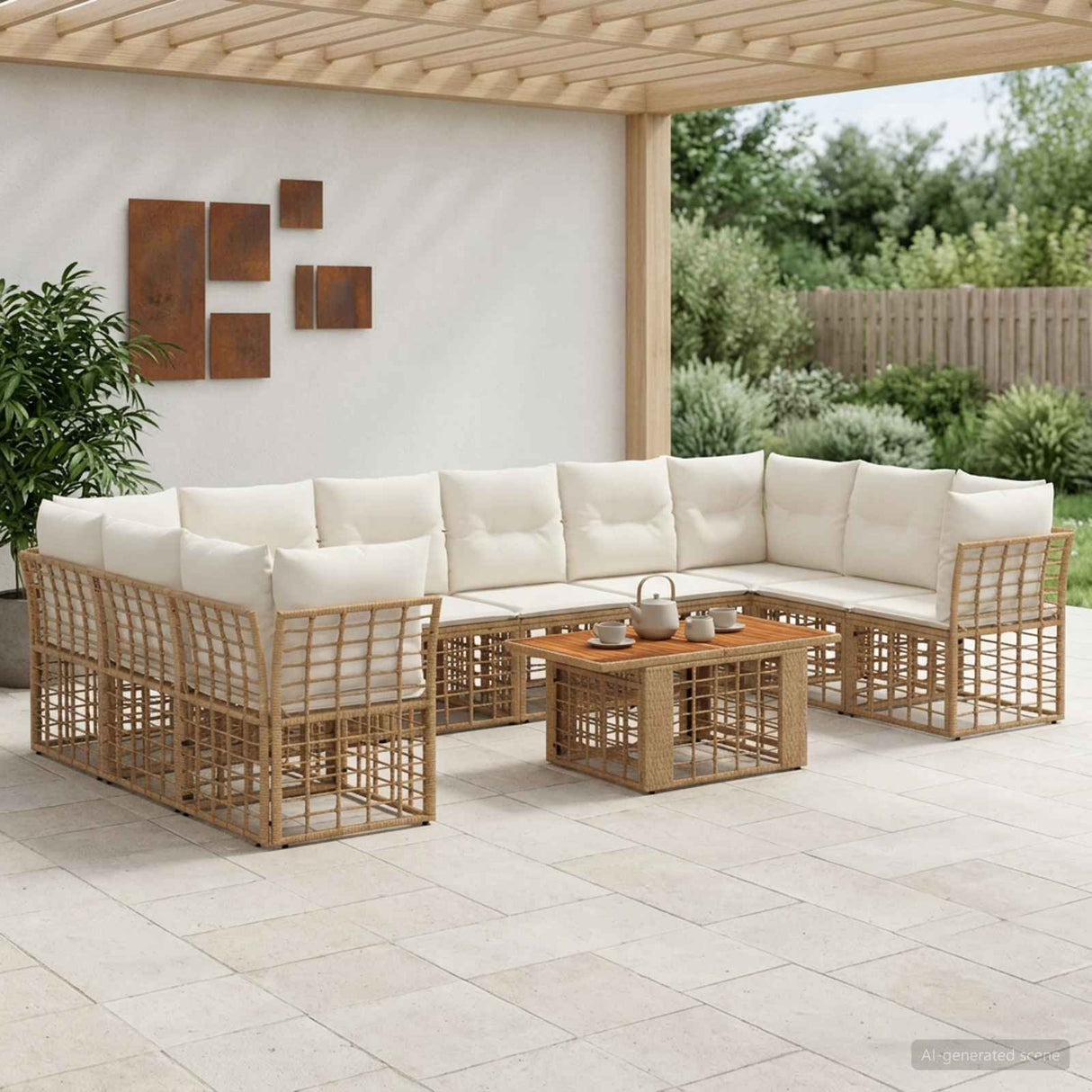vidaXL Tuinbank Set 11 st Zwart en Donkergrijs poly rattan