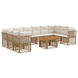 vidaXL Tuinbank Set 11 st Zwart en Donkergrijs poly rattan