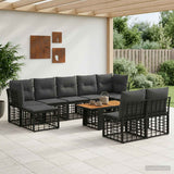 vidaXL Garden Bench Set 10 pcs Black and Dark Grey poly rattan