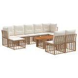 vidaXL Garden Bench Set 10 pcs Black and Dark Grey poly rattan