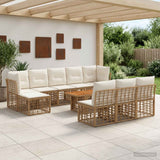 vidaXL Tuinbank Set 11 st Zwart en Donkergrijs poly rattan