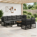 vidaXL Tuinbank Set 10 st Zwart en Donkergrijs poly rattan