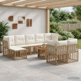 vidaXL Tuinbank Set 10 st Zwart en Donkergrijs poly rattan