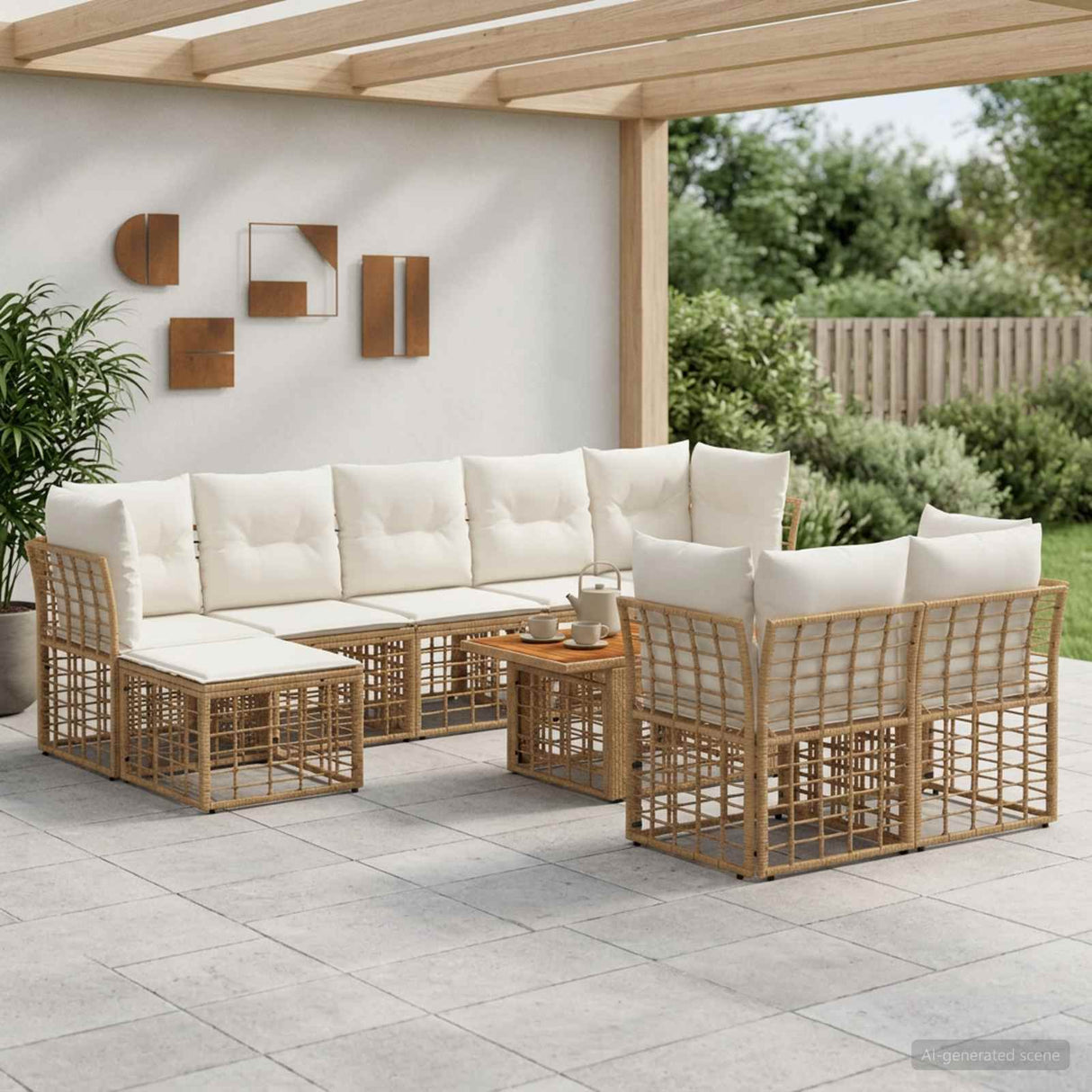vidaXL Tuinbank Set 10 st Zwart en Donkergrijs poly rattan