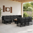 vidaXL Tuinbank Set 11 st Zwart en Donkergrijs poly rattan
