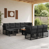 vidaXL Tuinbank Set 11 st Zwart en Donkergrijs poly rattan